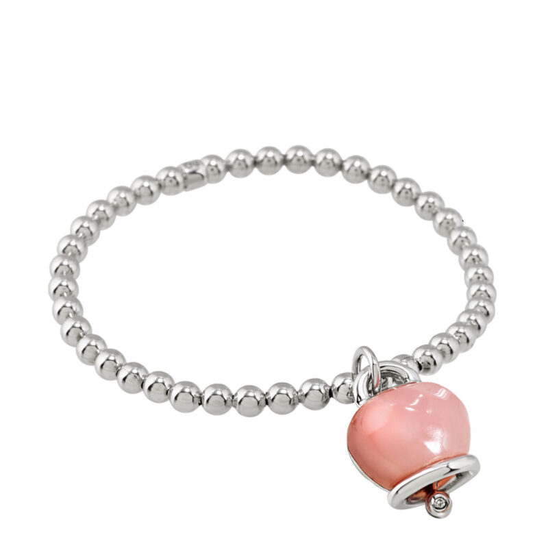 Bracciale Et Voilà argento Campanella media resina quarzo rosa