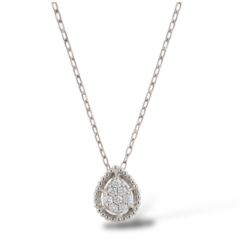 I GIOIELLI DEL SOLE CIONDOLO A GOCCIA IN ORO BIANVO CON BRILLANTI 0,05 CT