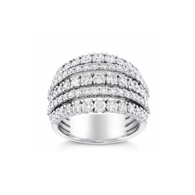 Anello Griffe 5 file brillanti oro bianco