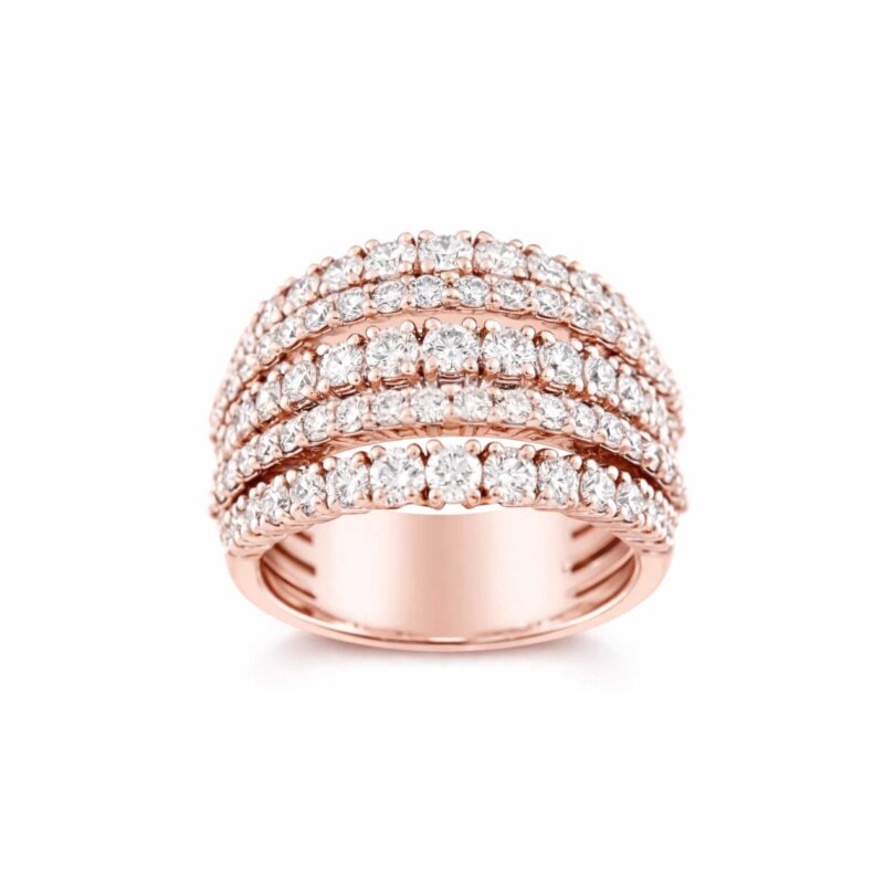 ANELLO GRIFFE 5 FILE BRILLANTI ORO ROSA