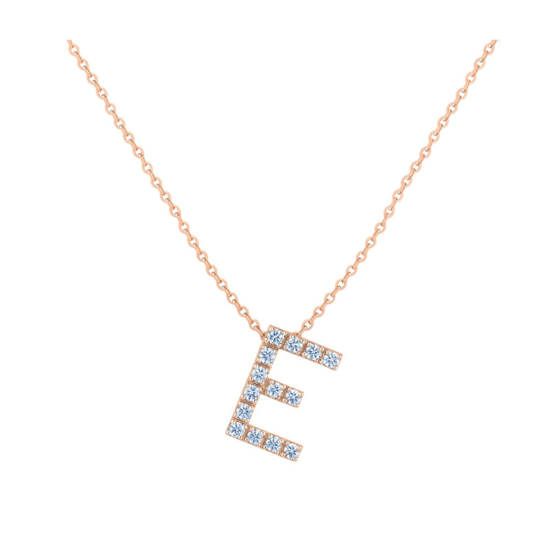 COLLANA LETTERA E GRANDE ORO ROSA E BRILLANTI