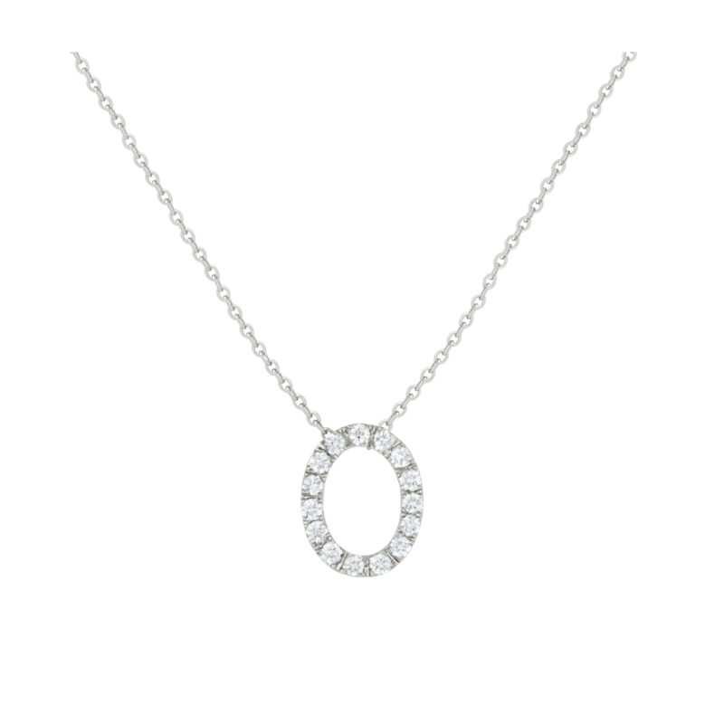 COLLANA LETTERA O GRANDE ORO BIANCO E BRILLANTI