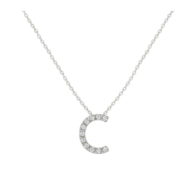 COLLANA LETTERA C GRANDE ORO ROSA E BRILLANTI