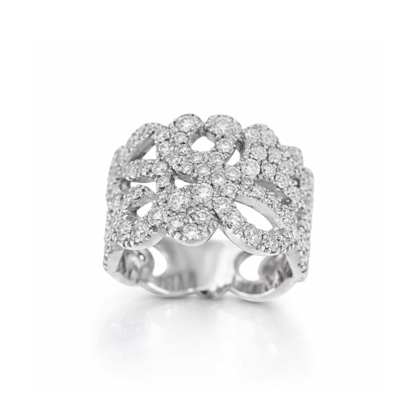 Anello barocco in oro bianco 18 ct con brillanti ct 1,83