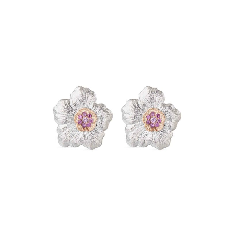 ORECCHINI A BOTTONE BLOSSOMS SAPPHIRES IN ARGENTO