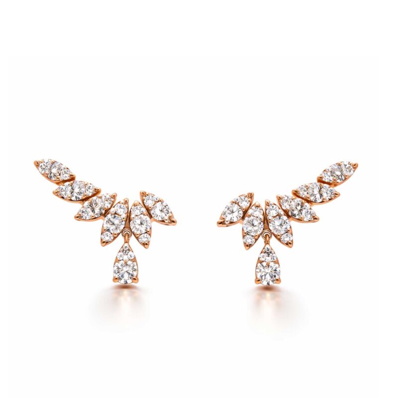 Orecchini Gaia in oro rosa a lobo con gocce di brillanti 1,02 ct