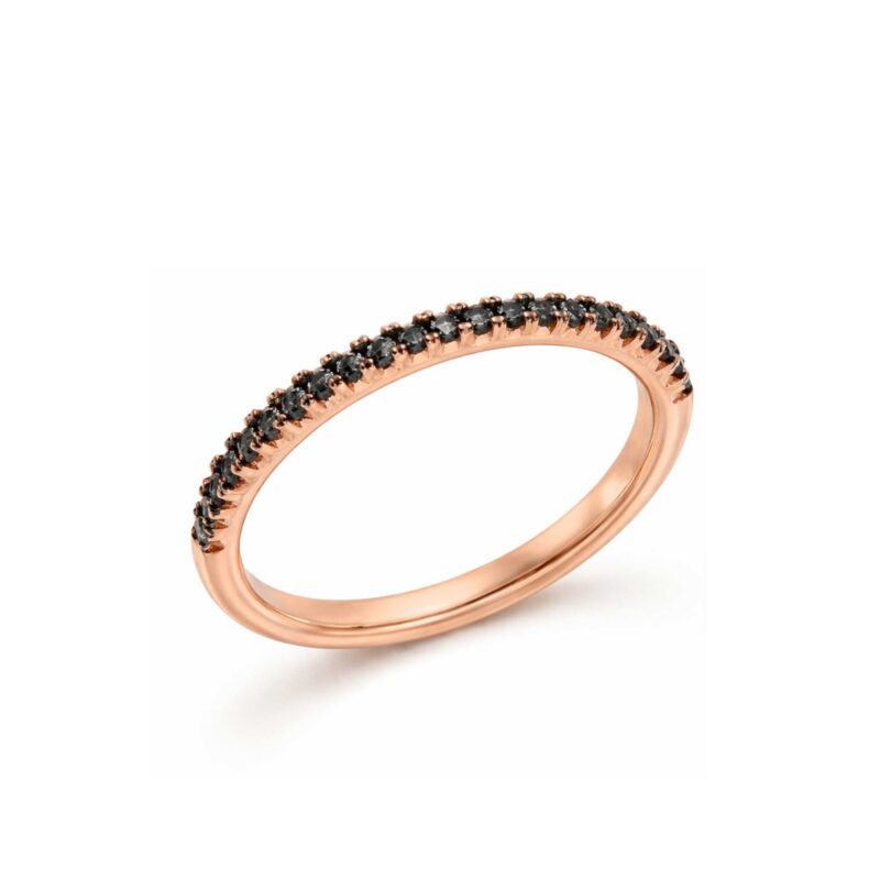 ANELLO VERETTA CON BRILLANTI NERI TAGLIO SMERALDO