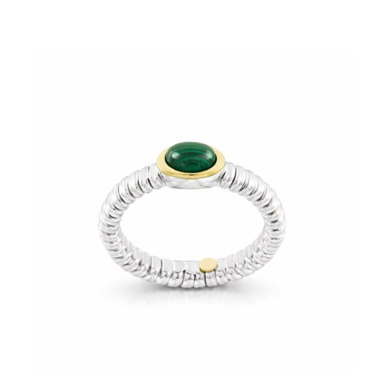 ANELLO TUBOGAS ARGENTO ORO MALACHITE