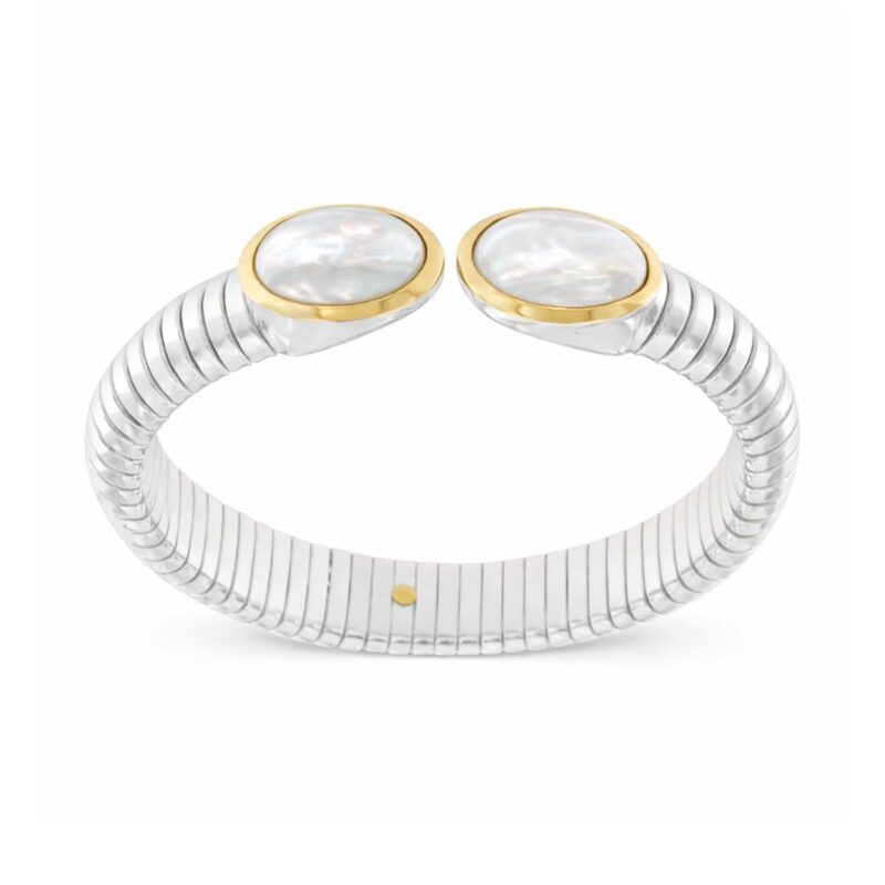 BRACCIALE TUBOGAS ARGENTO DUE PIETRE MADREPERLA