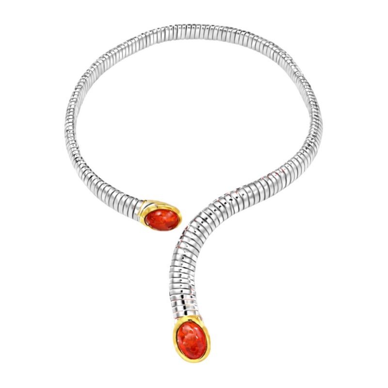 COLLANA TUBOGAS ARGENTO FILI ORO DUE PIETRE CITRINO