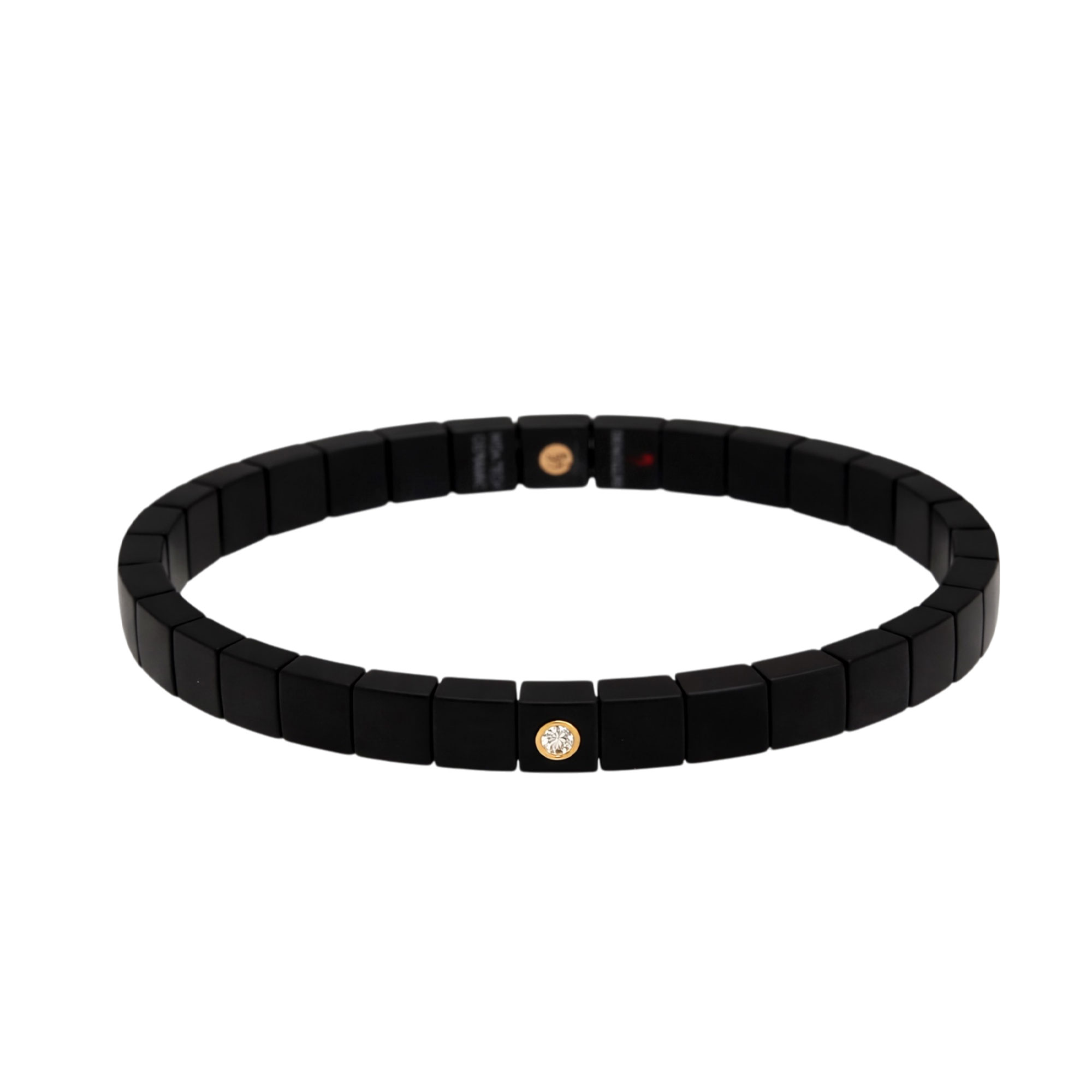 Bracciale Scacco ceramica high tech nera opaca castone oro