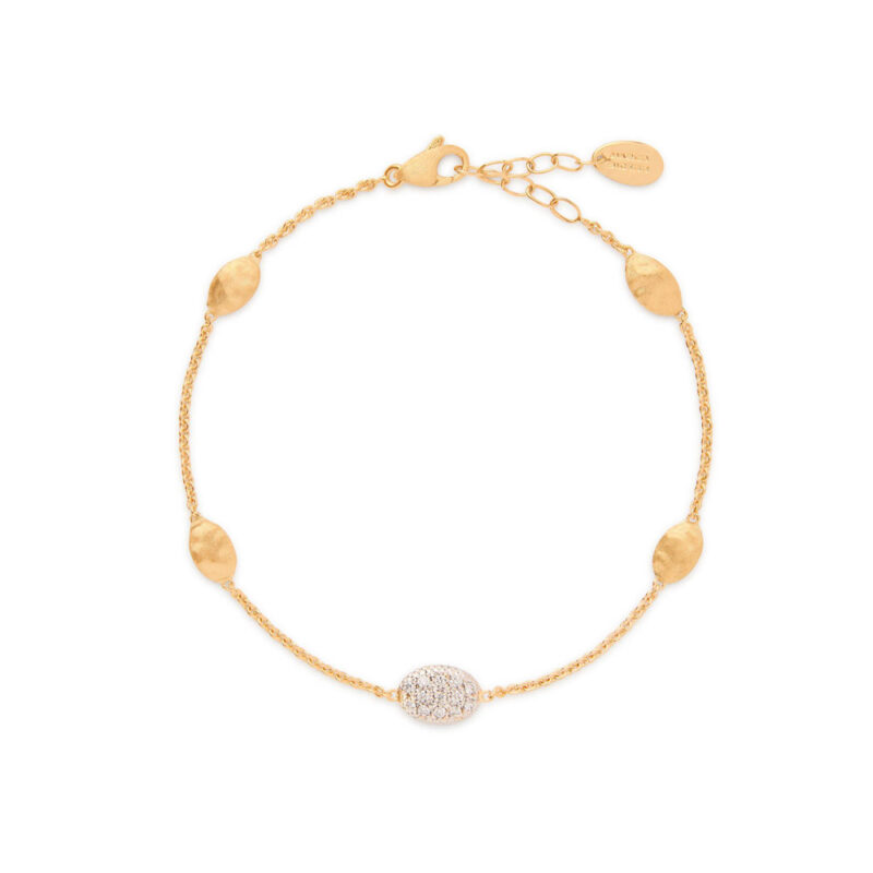 Bracciale Siviglia oro giallo ovaline mini e una brillantini