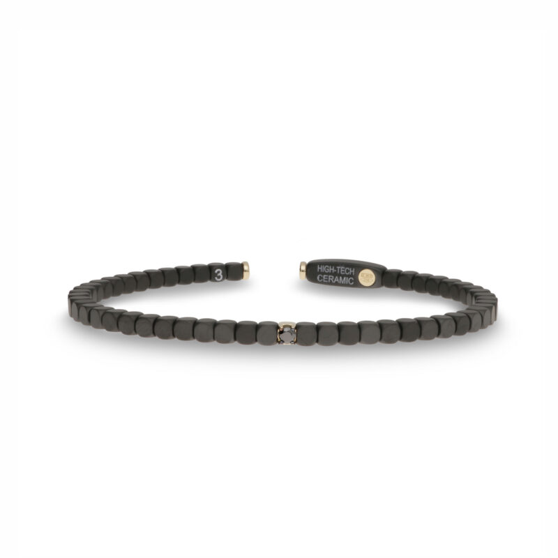 Bracciale Nero ceramica high tech lucido castone oro bianco