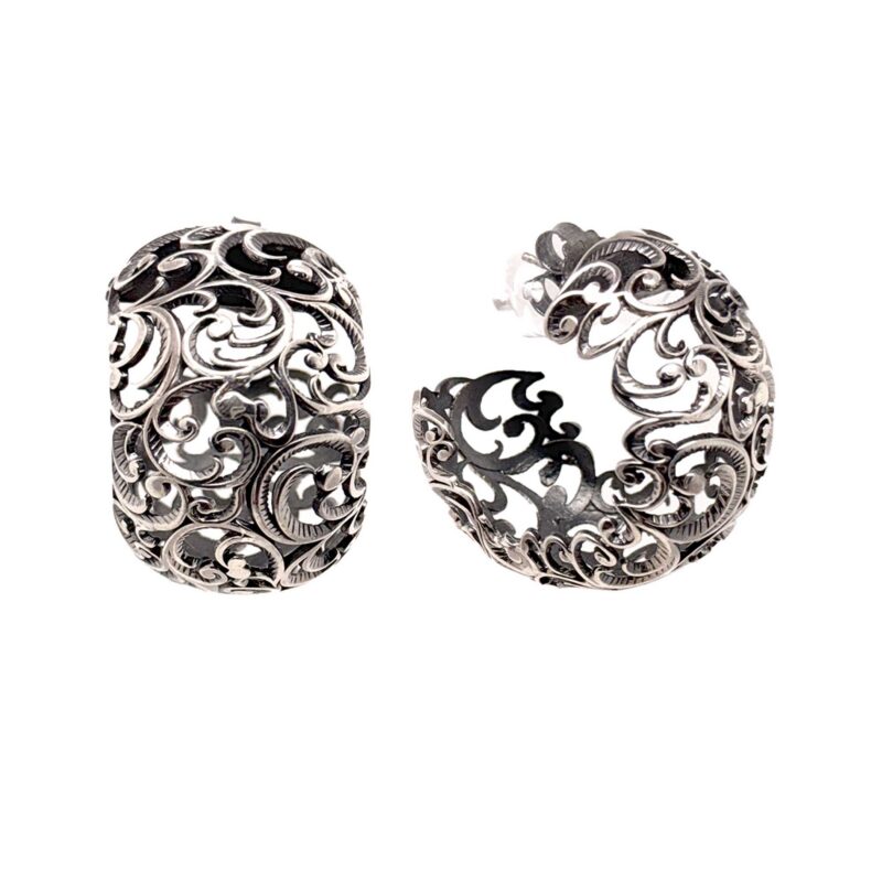 Orecchini a bottone semisfera argento brunito collezione Maria&Luisa Jewels 