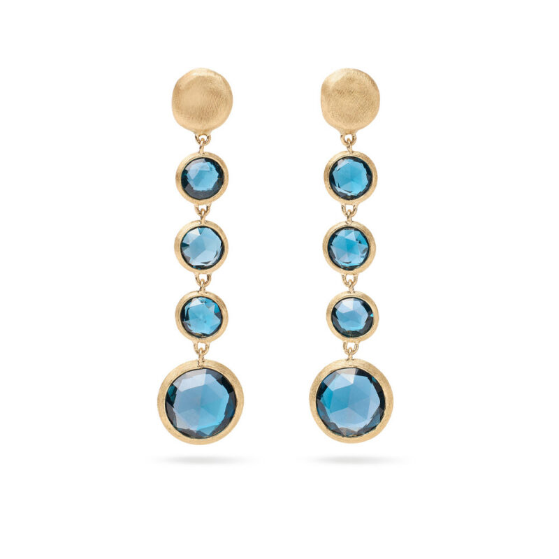 Orecchini Chandelier topazio azzurro e oro giallo Marco Bicego