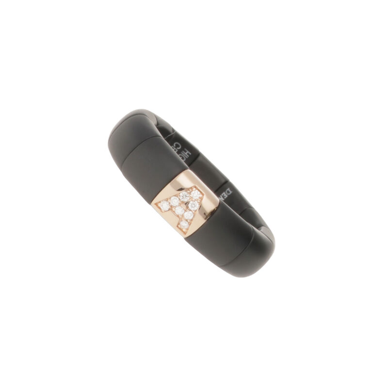 Anello Pura ceramica high tech nera opaca elemento A oro giallo e brillanti