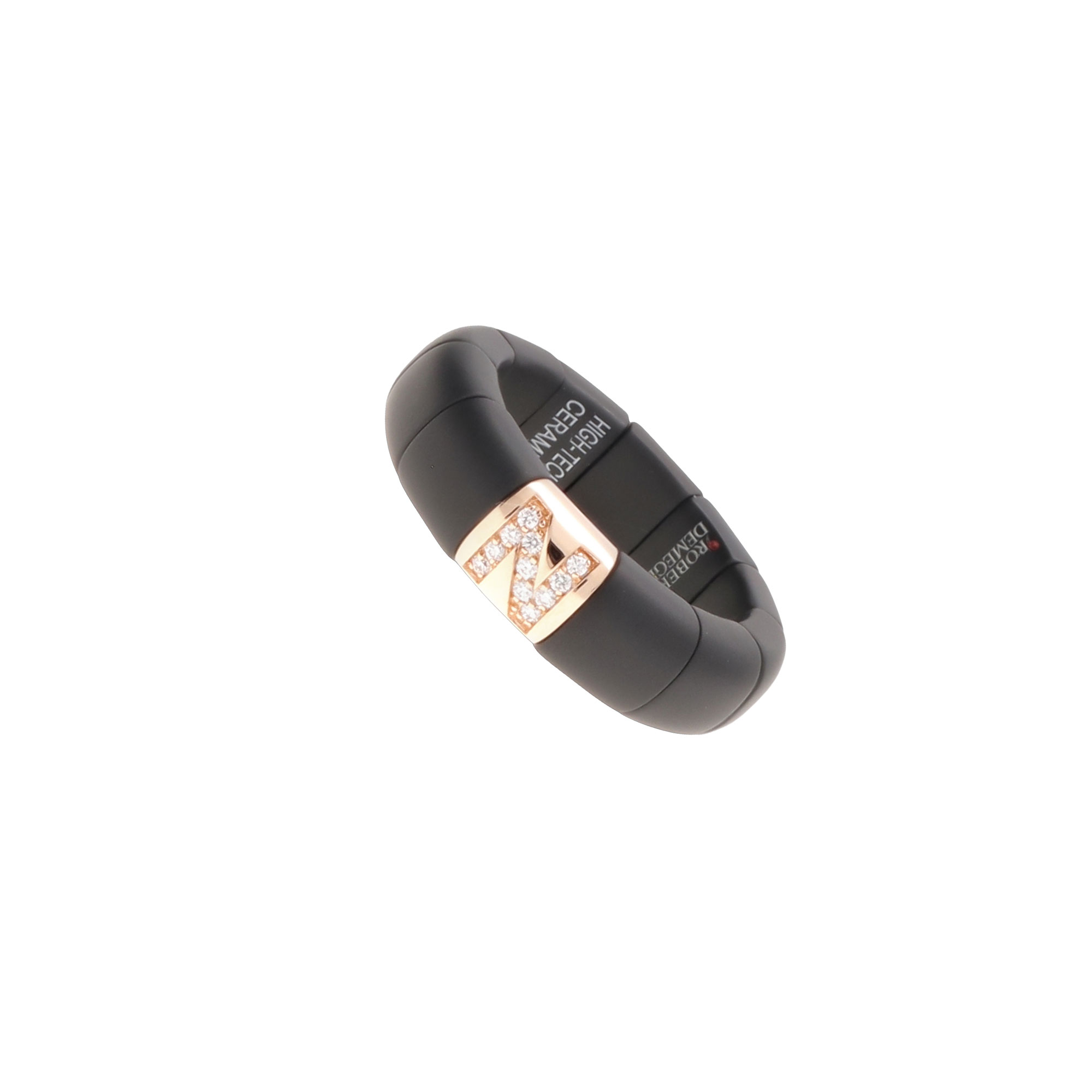 ANELLO PURA CERAMICA HIGH TECH NERA OPACA ELEMENTO N ORO GIALLO E BRILLANTI