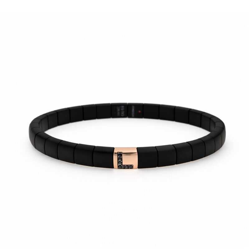 Bracciale Pura ceramica high tech nera opaca elemento oro rosa