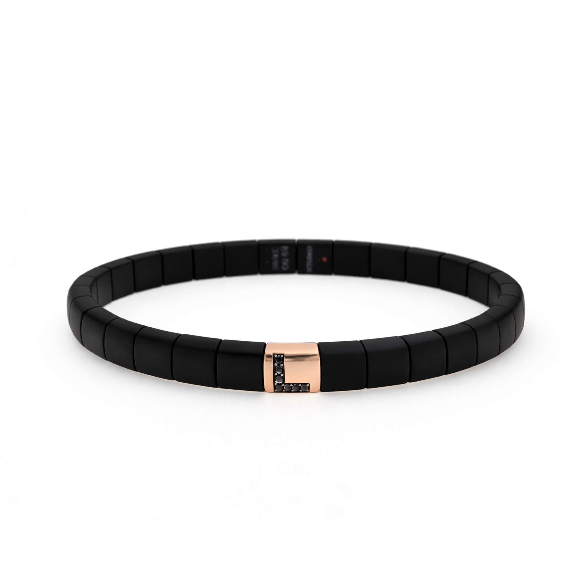 Bracciale Pura ceramica high tech nera opaca elemento oro rosa