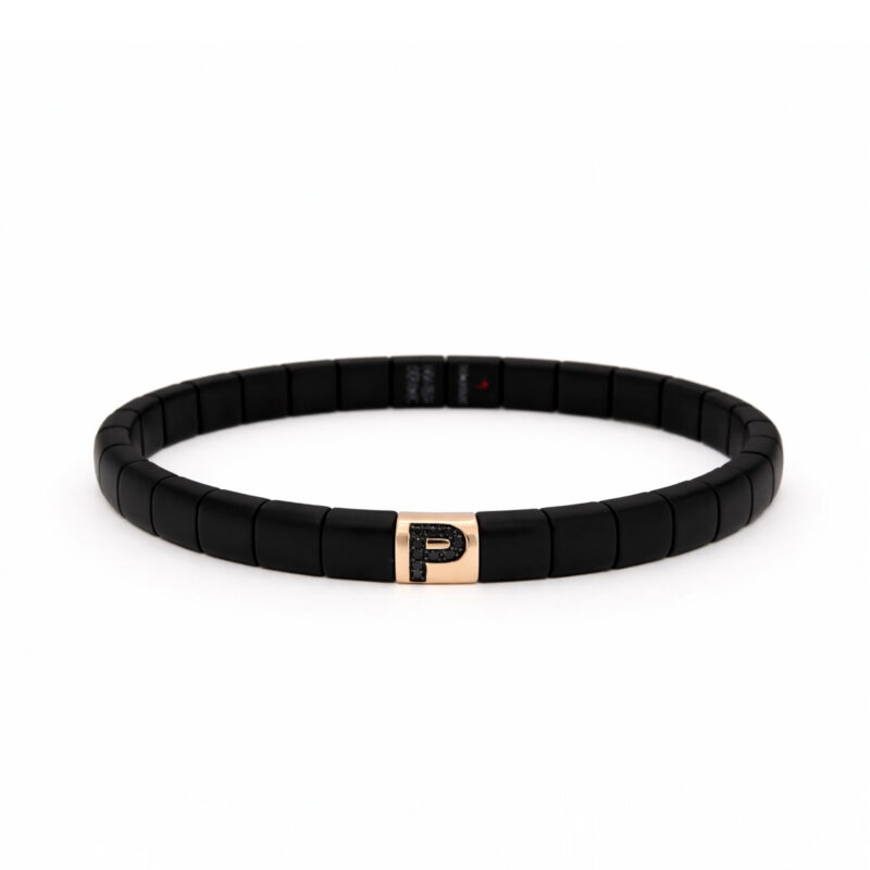 Bracciale Pura ceramica high tech nera opaca elemento oro rosa